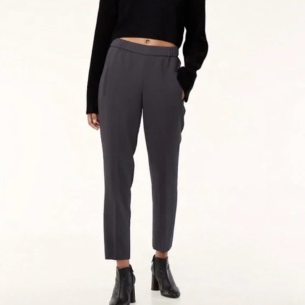 ARITZIA WILFRED Trousers - Dorantal Pull-on Crop Pants - Steel Grey/Blue - 00